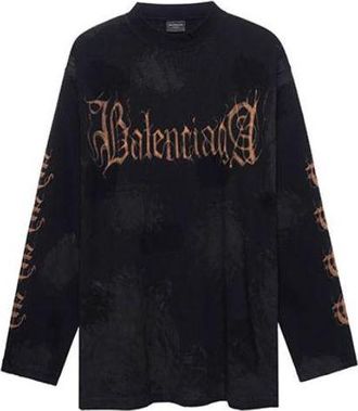 Balenciaga Heavy Metal Long Sleeve T-Shirt Oversized Fit Black Faded 739783TOVE11055