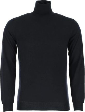 Paolo Pecora Blauwe Wollen Trui Hoog Stilistisch Gehalte - Heren - Coltruien - Blauw - 2XL - Wol - Truien & Vesten