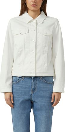 s.Oliver Jeansjacke S.OLIVER, Damen, Gr. 36, wei&szlig;, Denim/Jeans, Obermaterial: 98% Baumwolle, 2% Elasthan, unifarben, normal h&uuml;ftlang, Rundhals, Jacken Jeansjac