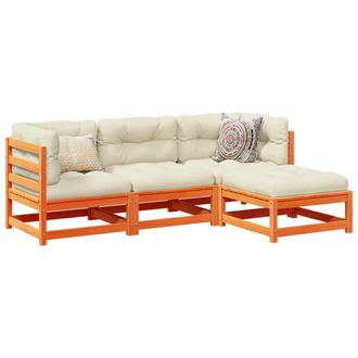 vidaXL Vidaxl - Set Divani Giardino 4pz Con Cuscini Marrone Cera Massello Pino
