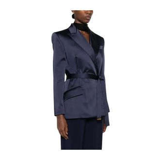 Elisabetta Franchi Dames, Jassen, Blauw, Maat: XL Leer