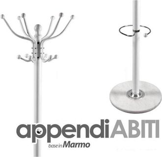 Trade Shop Trade Shop Traesio - Attaccapanni Appendiabiti Piantana In Metallo 12 Ganci Con Portaombrelli Bianco