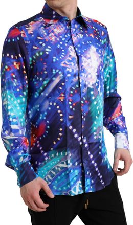 Dolce & Gabbana Mens Purple Luminarie Silk Slim Martini Shirt