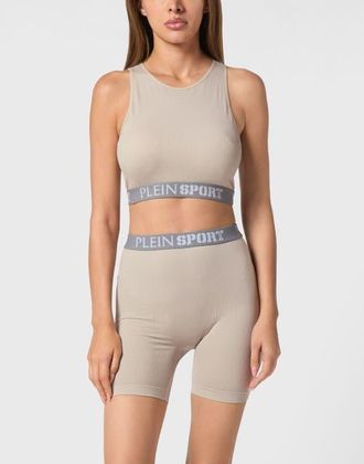 Plein Sport Rib Seamless Training Sport Bra Logo Women in Darkgrey at Nordstrom, Size Xx-Large Eu