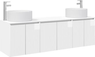 vidaXL Juego De Muebles De Ba&ntilde;o 3 Uds. Blanco Brillante Vidaxl