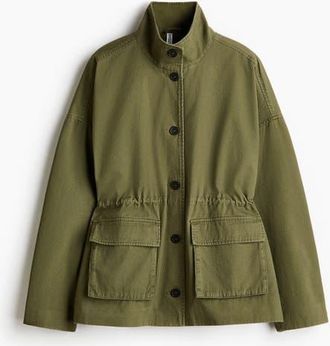 H&M Twill Jacket in Khaki Green at Nordstrom, Size Xx-Large