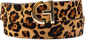 Cole Haan Logo Plaque Leather Belt in Leopard at Nordstrom, Size X-Large