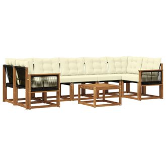 vidaXL Conjunto De Sof&aacute;s De Exterior Con Coj&iacute;n 8 Pcs Natural Y Crema Vidaxl