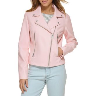 Levi's Faux Leather Moto Jacket in Rose Quartz at Nordstrom, Size Medium
