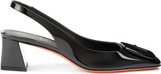 Santoni Zwarte slingback van lakleer voor dames - Dames - Pumps - Zwart - 37 EU - Leer - Schoenen