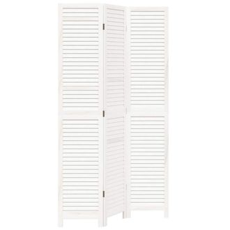 vidaXL Biombo Separador De 3 Paneles Madera Maciza Paulownia Blanco Vidaxl