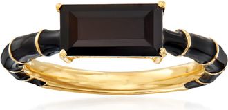 Ross-Simons Black Onyx and Black Enamel Ring in 18kt Gold Over Sterling