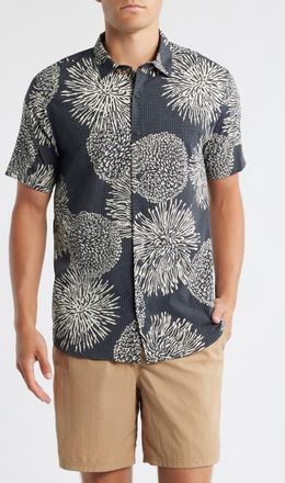 Roark Bless Up Short Sleeve Button-Up Shirt in Black Floral at Nordstrom, Size Xx-Large