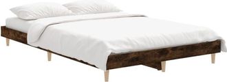 vidaXL Bed Frame without Mattress Smoked Oak 120x190 cm Small Double Engineered Wood Vidaxl