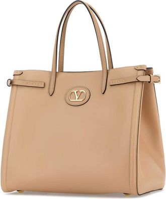 Valentino Garavani Womens Leather Vlogo Signature Tote Beige