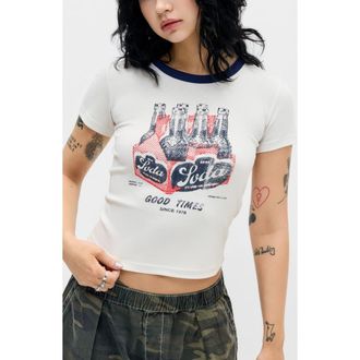 BDG Soda Cotton Graphic Baby Tee in White at Nordstrom, Size X-Large