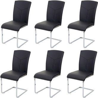 Hhg Hhg - Lote De 6 Sillas De Comedor 524, Basculante Silla De Cocina Silla De Conferencia, Imitaci&oacute;n De Cuero, Negro