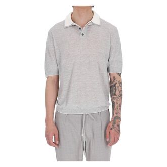 Eleventy Double-Collar Polo - male - Eleventy - Polo Shirts - Gray - S - Tops