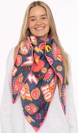 Zwillingsherz Dreieckstuch ZWILLINGSHERZ OOPS, Damen, blau bunt, Strick, Materialmix, gemustert, mehrfarbig, Modet&uuml;cher Dreieckstuch, Statement Muster, Strick, w&auml;rm