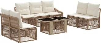 vidaXL Conjunto De Sof&aacute;s De Jard&iacute;n 8 Uds. Beige Y Blanco Crema Vidaxl