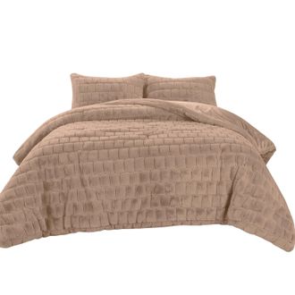 Elegant Comfort Ultra Soft Fluffy 3-Piece Faux Rabbit Fur Comforter Set All Season Warm Down Alternative