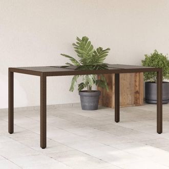 vidaXL Vidaxl - Mesa De Jard&iacute;n Superficie De Vidrio Rat&aacute;n Pe Marr&oacute;n 150x90x75cm