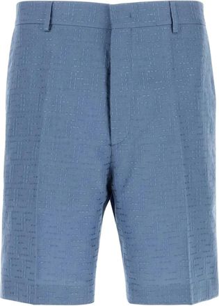 Fendi Mens Cerulean Blue Linen Blend Bermuda Shorts - Size EU 50 (Mens)
