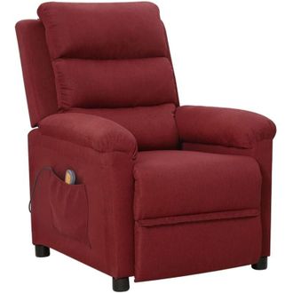 vidaXL Poltrona Massaggiante Elettrica Rosso Vino in Tessuto - Vidaxl