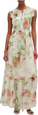 HUGO BOSS Gestreepte Enelina Jurk Open Rug - Dames - Maxi kleedjes - Veelkleurig - XL - Kleedjes