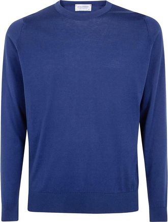 John Smedley Round-neck Truien - Heren - Ronde hals truien - Blauw - S - Truien & Vesten