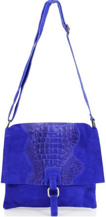 Generic Womens Real Suede Leather Snake Skin Pattern Small Shoulder Messenger Handbag Cross Body Side Bag For Ladies (Royal Blue)