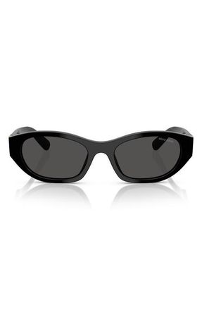 Miu Miu 53mm Irregular Sunglasses in Black /Dark Grey at Nordstrom