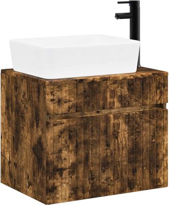 vidaXL Juego De Muebles De Ba&ntilde;o Roble Ahumado Madera De Ingenier&iacute;a Vidaxl