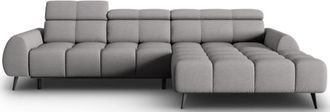 BLOOMINGLOFT Design Ecksofa Alyse mit Relaxfunktion - Strukturstoff Hellgrau
