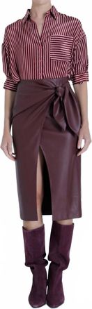 Karina Grimaldi Sybill Vegan Leather Midi Skirt In Malbec