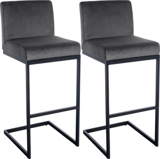 Clp Set De 2 Taburetes De Bar Hopewell, Terciopelo Gris Oscuro