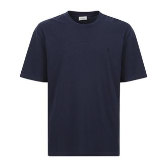Saint Laurent Cassandre Piqu&eacute; Oversize T-Shirt - Heren - Tops - Blauw - Maat: M Piqu&eacute;
