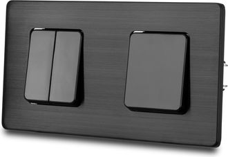 OEM Interruptor De Luz Monopolar Triple Negro De Acero Cepillado Pvd Negro