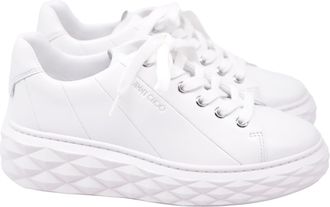 Jimmy Choo London Diamond Light Maxi/ F Sneakers in White Leather