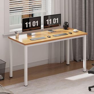 Soges Scrivania per computer piccola 100 x 60 x 75 cm, scrivania per PC, scrivania da ufficio, scrivania angolare per ufficio domestico,bianco teak