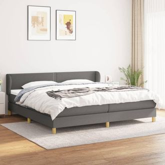 vidaXL Vidaxl - Cama Box Spring Con Colch&oacute;n Tela Gris Oscuro 200x200 Cm