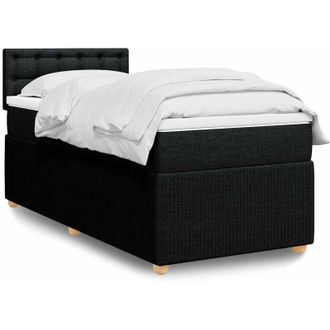 vidaXL Cama Box Spring Con Colch&oacute;n Tela Negro 80x200 Cm