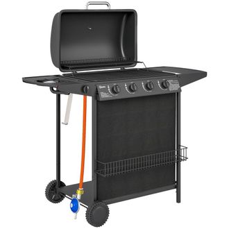 OUTSUNNY Barbacoa de gas 121x54x97 cm negro