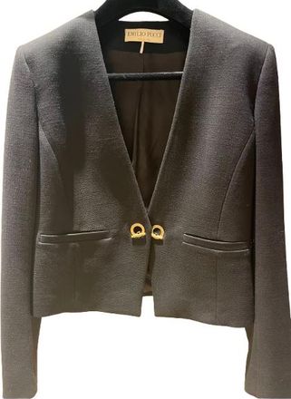 Emilio Pucci Pucci Black Virgin Wool Crepe Jacket Size S