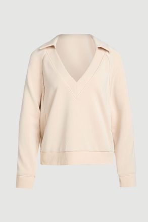Karen Millen Womens Premium Luxe V Neck Sweatshirt - Cream Polyamide - Size X-Small