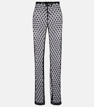 Dries Van Noten Polka-dot mesh slim pants