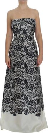 Dolce & Gabbana Bloemenkant Maxi Avondjurk - Dames - Avondkleed - Zwart - S - Kleedjes