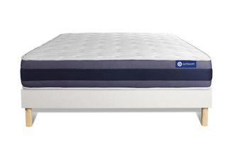 Actisom Somier blanco + colch&oacute;n con espuma viscoel&aacute;stica 140 x 190