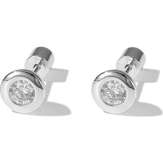 Classicharms Aurora Bezel Set Solitaire Stud Earrings in Silver/clear at Nordstrom