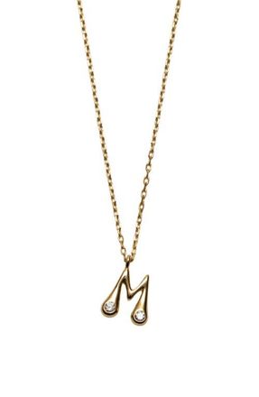 Argento Vivo Cubic Zirconia Bubble Initial Necklace in Gold M at Nordstrom